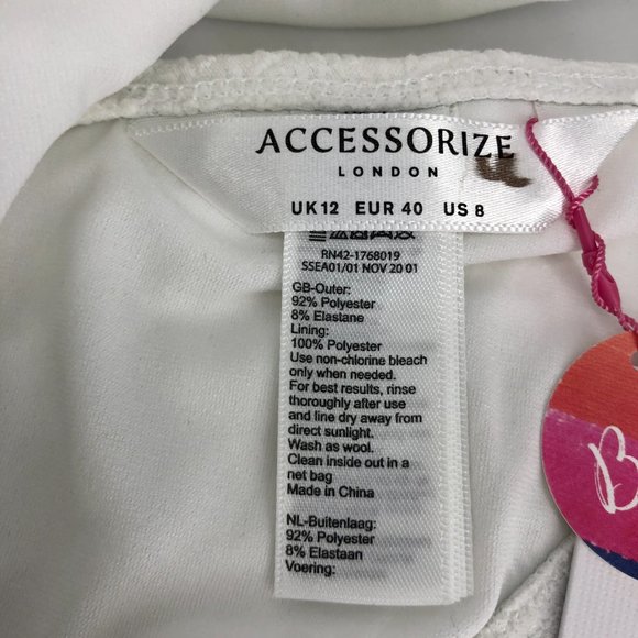 Accessorize London textured high leg bikini bottom in white UK 12 // US 8 NWT - Picture 5 of 7